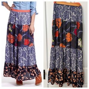Floral Blocked Maxi Skirt by Vanessa Virginia